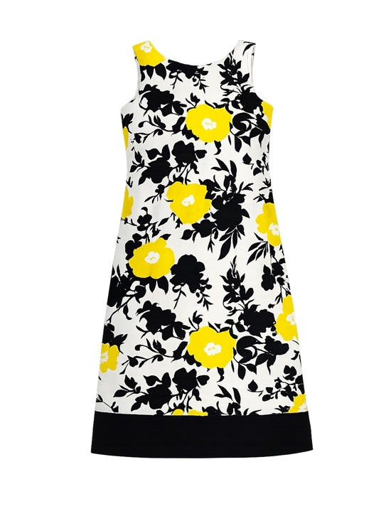 AB Studio Dresses & Skirts - Women's AB Studio Dress Size 14 White Black Yellow Floral Sleeveless